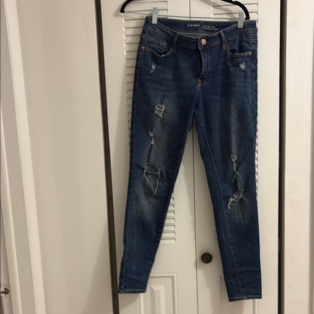 Old Navy Women's Distressed Blue Jeans